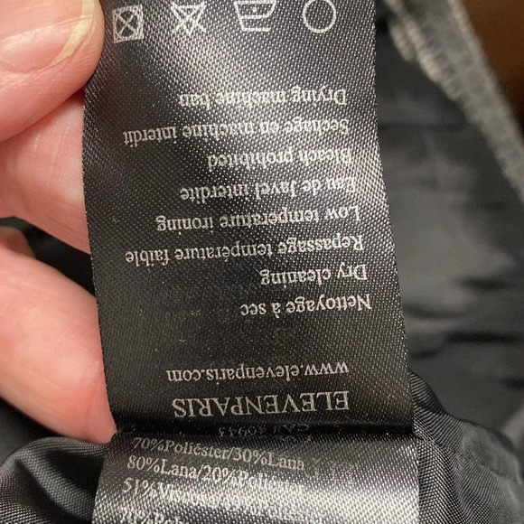 Eleven‎ Paris Women's Moto Wool Jacket Teofil Small Black Gray Purple - Picture 9 of 9